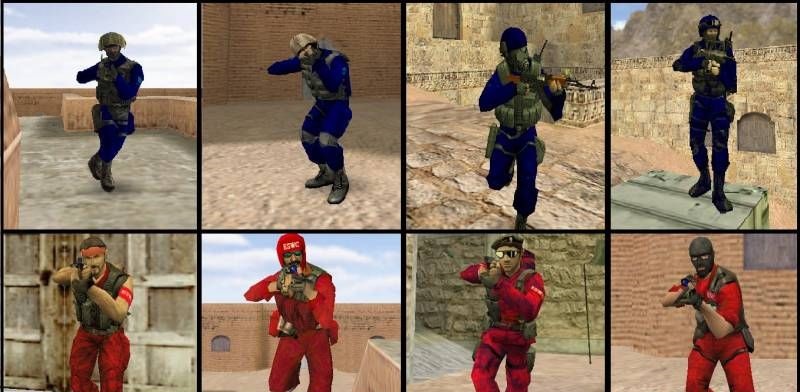 Красно синие STEAM модели игроков CS 1.6 чист  WarGods